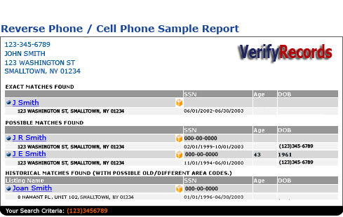 Reverse Phone Report